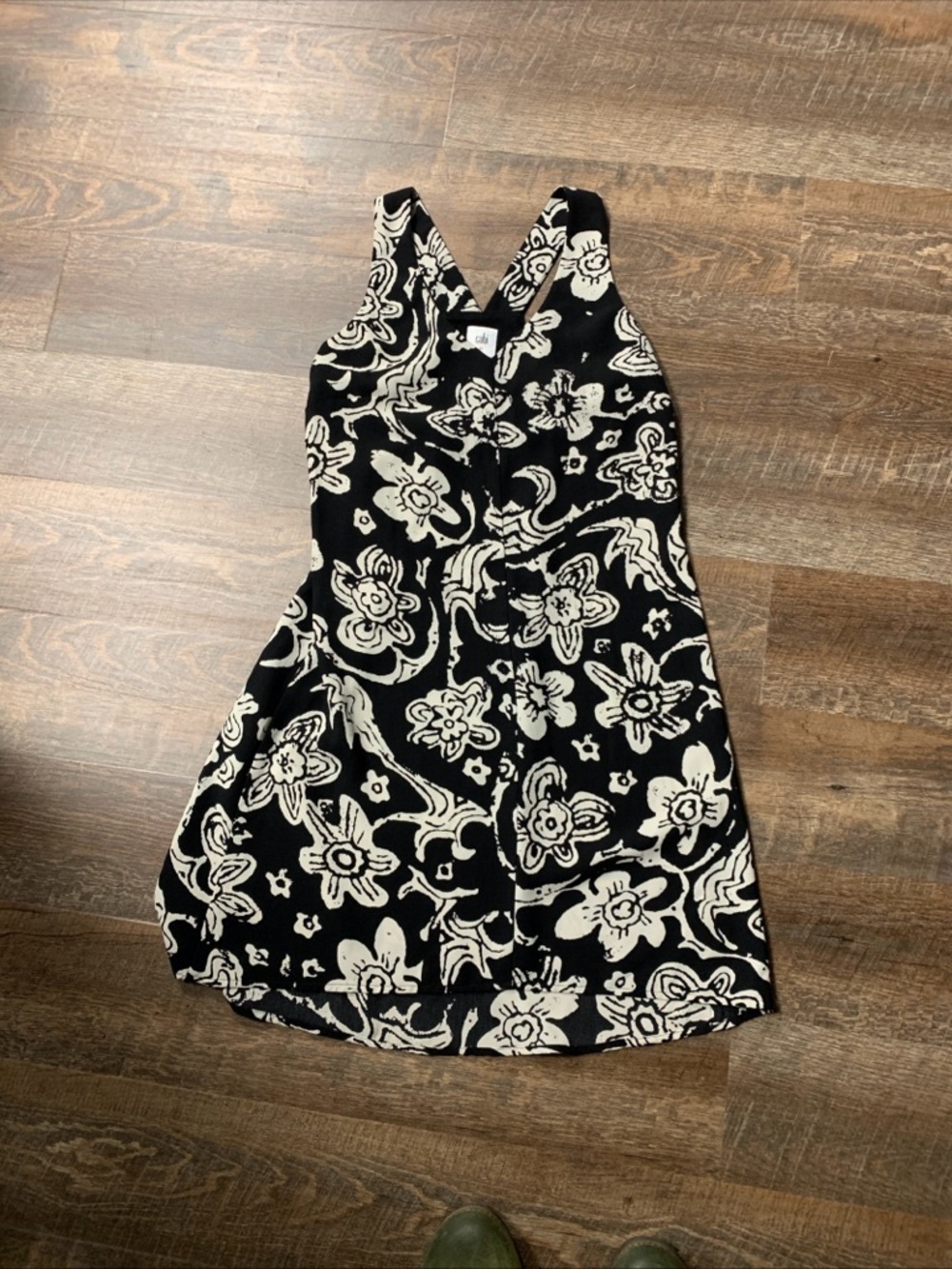 Cabi Padma Black & White Floral/Tribal Print dress XS